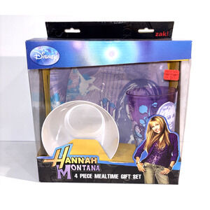 Disney Hannah Montana 4-Piece Mealtime Gift Set by Zak! – NIB – Rare Collectible